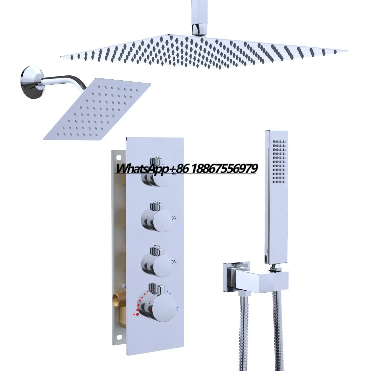 

Современная роскошная 16-дюймовая хромированная душевая насадка с дождевой насадкой, 6-дюймовые двойные настенные термостатические смесители, набор для ванной комнаты, изготовленная из латуни