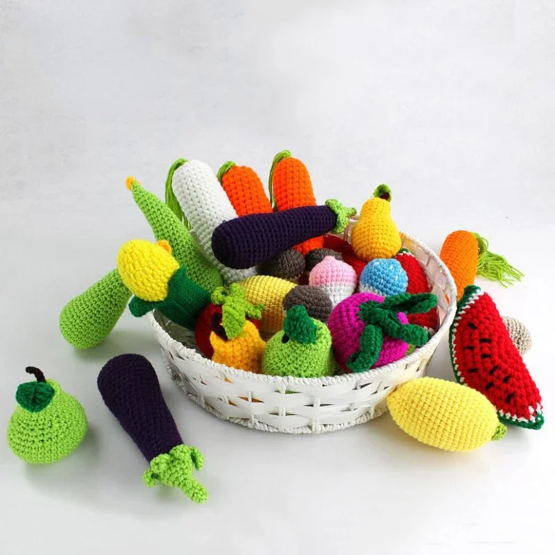 

Newborn Studio Photography Prop Fruits and Vegetables Cute Baby Wool Knitting Toys Infant Souvenirs Shooting Photo Accessories