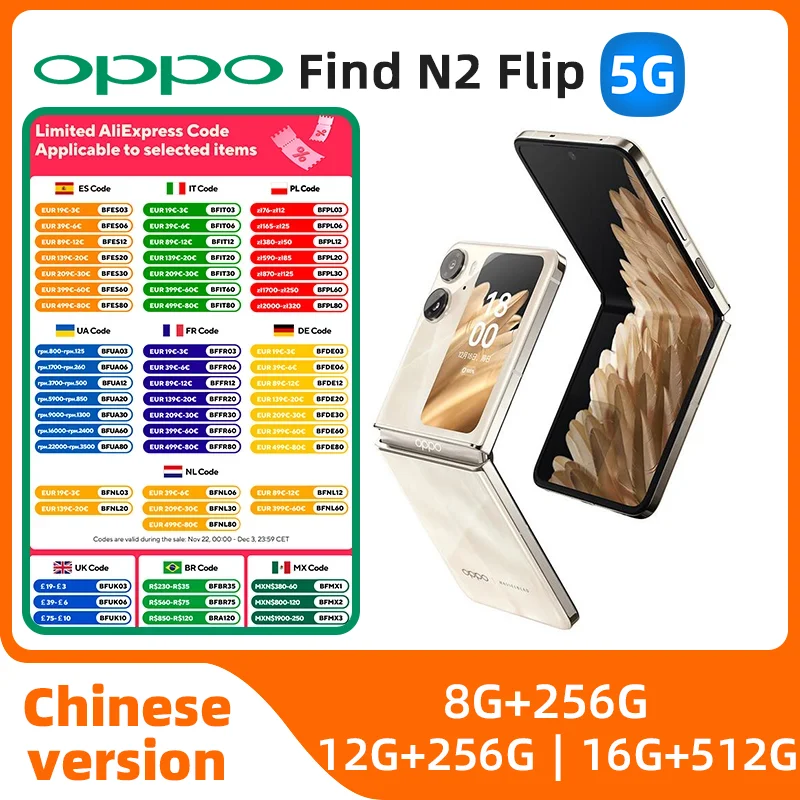 OPPO Find N2 Flip Smartphone Dimensity 9000+ 6.8Inch 120HZ 4300mAh Battery NFC Google Play Store Cell Phone OTG used phone