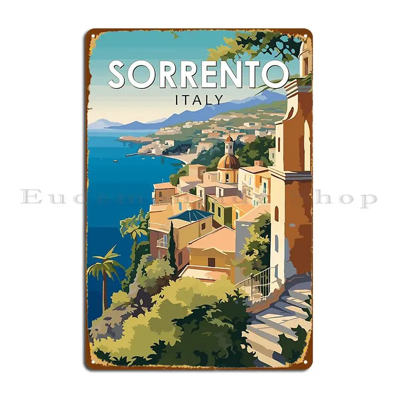 Sorrento Italy Travel Art Vintage Krissiddesigns Metal Plaque Character Printing Party Club Living Room Pub Tin Sign Poster