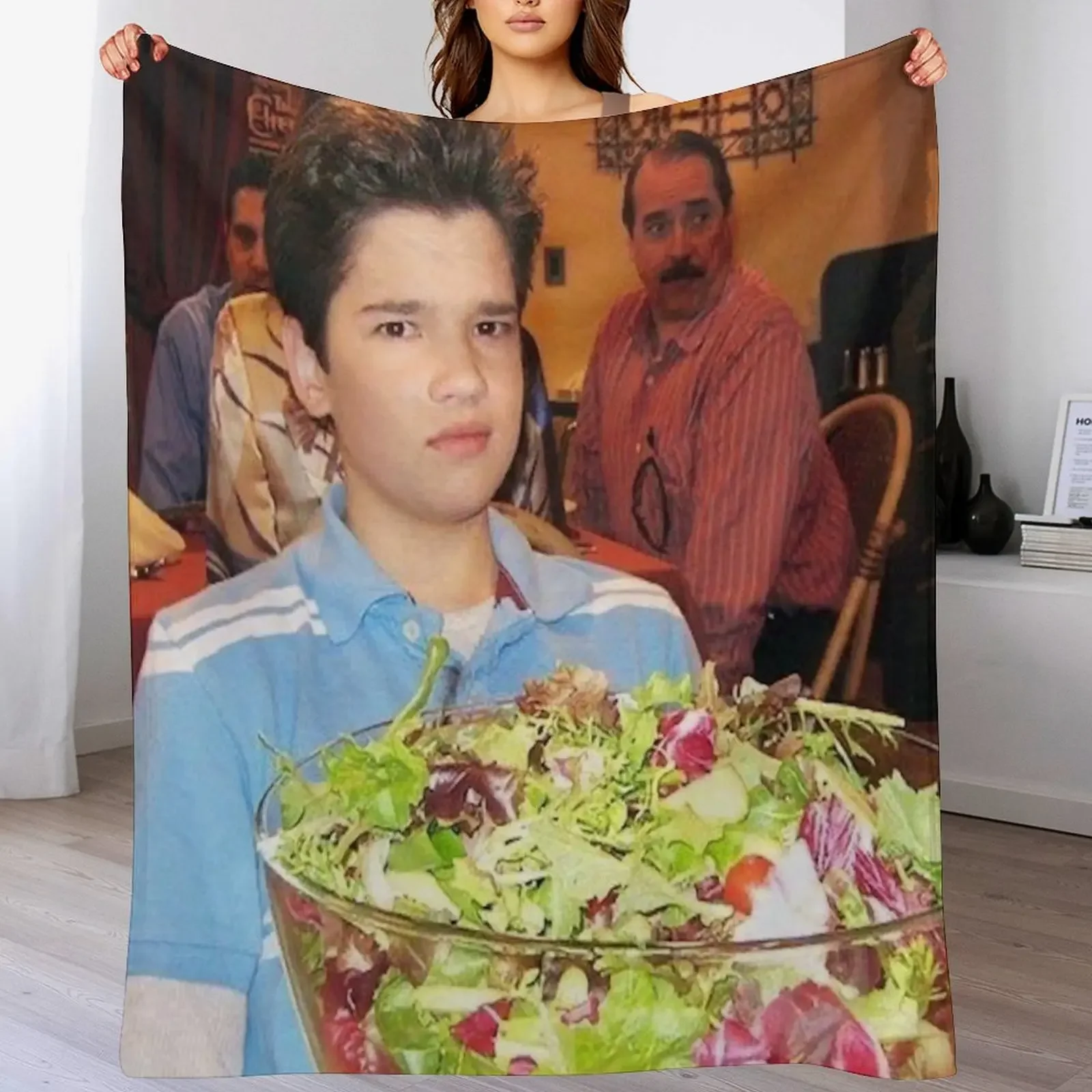 freddie benson with a salad Throw Blanket Plush Fuzzy Cozy Blanket for Couch Sofa