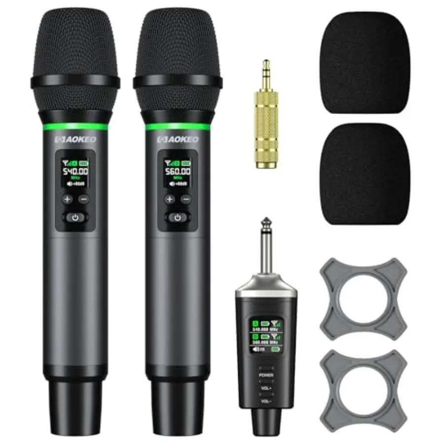 

Wireless Microphone, AK-22P Metal Wireless Mic Set with Case, Handheld Cordless Dynamic Microphones for Singing, Karaoke, Churc