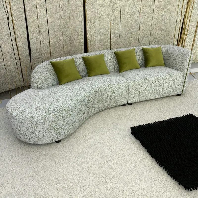 zj-Pretty Curve Shape Couch Upholstered Fabric Sofa for Villa Living Room Guesthouse Furniture#