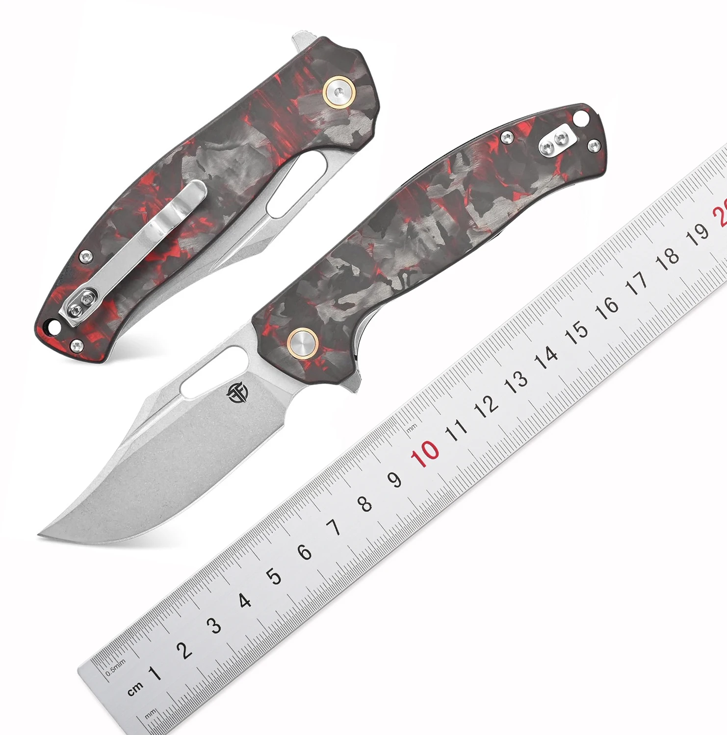 

FF25 Pocket Knife DC53 Steel Blade Carbon Fiber Handle Folding Knife with Clip for Outdoor Camping Fishing Working EDC Tool