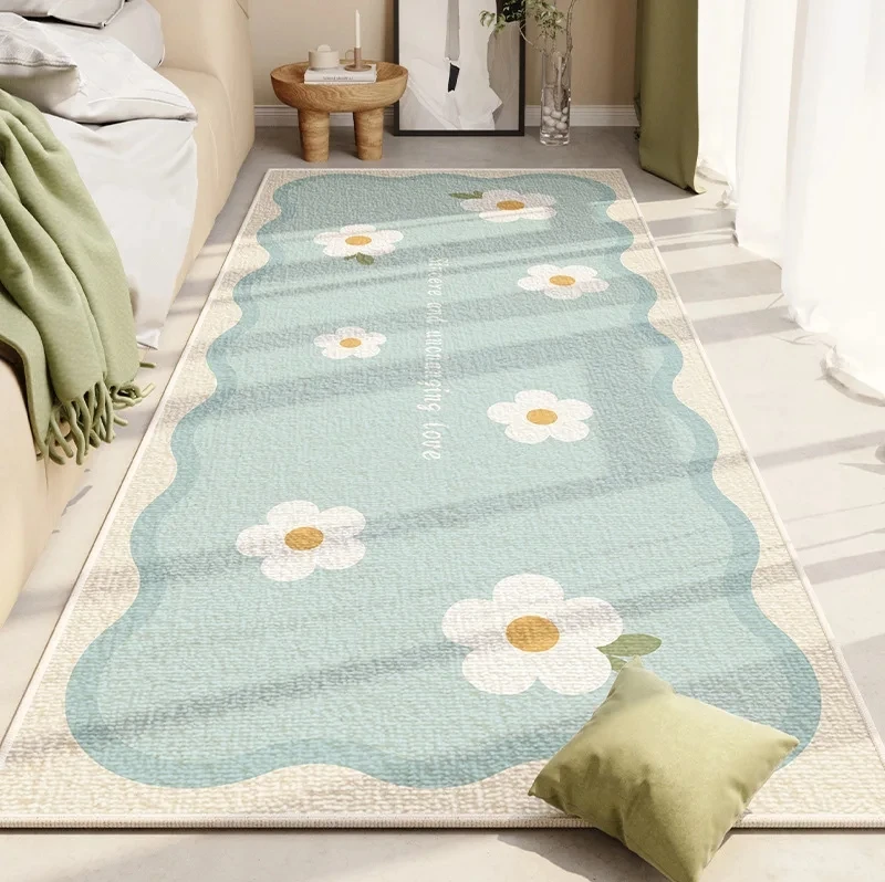 VIKAMA Blanket Ins Style Simple Small Fresh Flower Carpet Personalized Creative Crystal Velvet Bedroom Non-slip Footpad