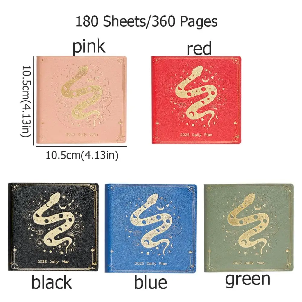 Portable Snake Year Notebook Square Diary Journal Notebook 180 Sheets/360 Pages Snake Pattern Pocket Schedule Book