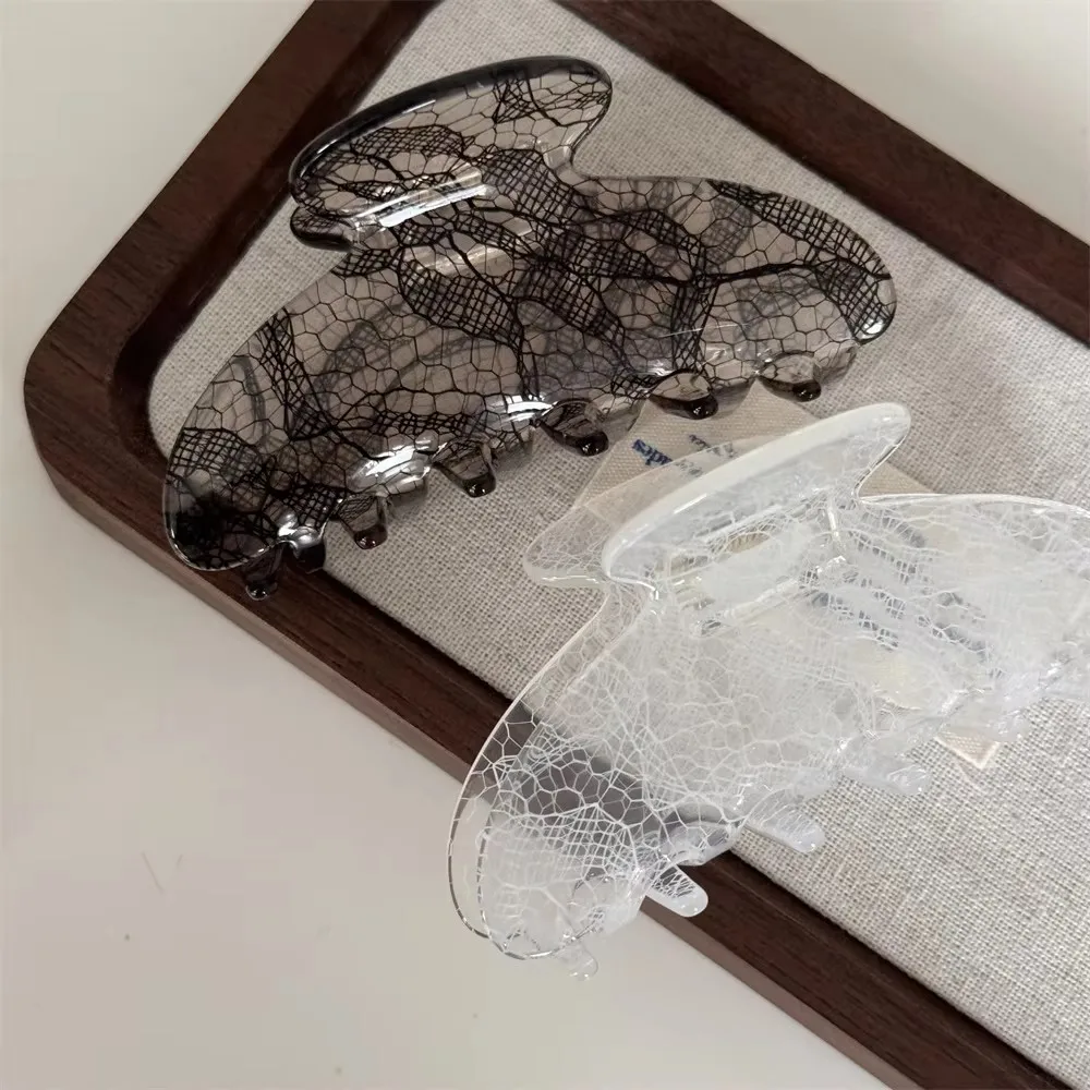 Koreanische Damen-Haarspange mit Spitzenmuster, Haarklammer im Haifisch-Design, Mädchen-Mode-Haarspangen, Kopfschmuck, Haar-Accessoire für den Alltag – Detail 4