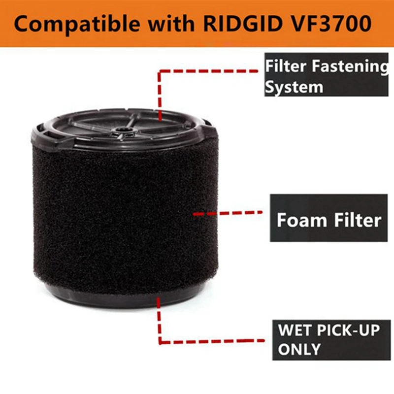 Vf3700 Vervangende Patroonfilter Alleen Natte Toepassing, Vf3700 Natte Filtervervanging Voor Ridgid Accessoires Van 3 Tot 4.5 Gallon