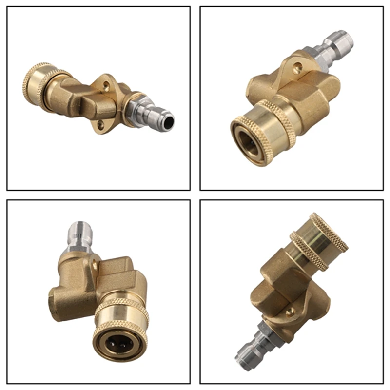 Quick Connecting Pivoting Coupler For High Pressure Washer Spray Nozzle 4500 Psi, 1/4 Inch, Updated 90 Degree