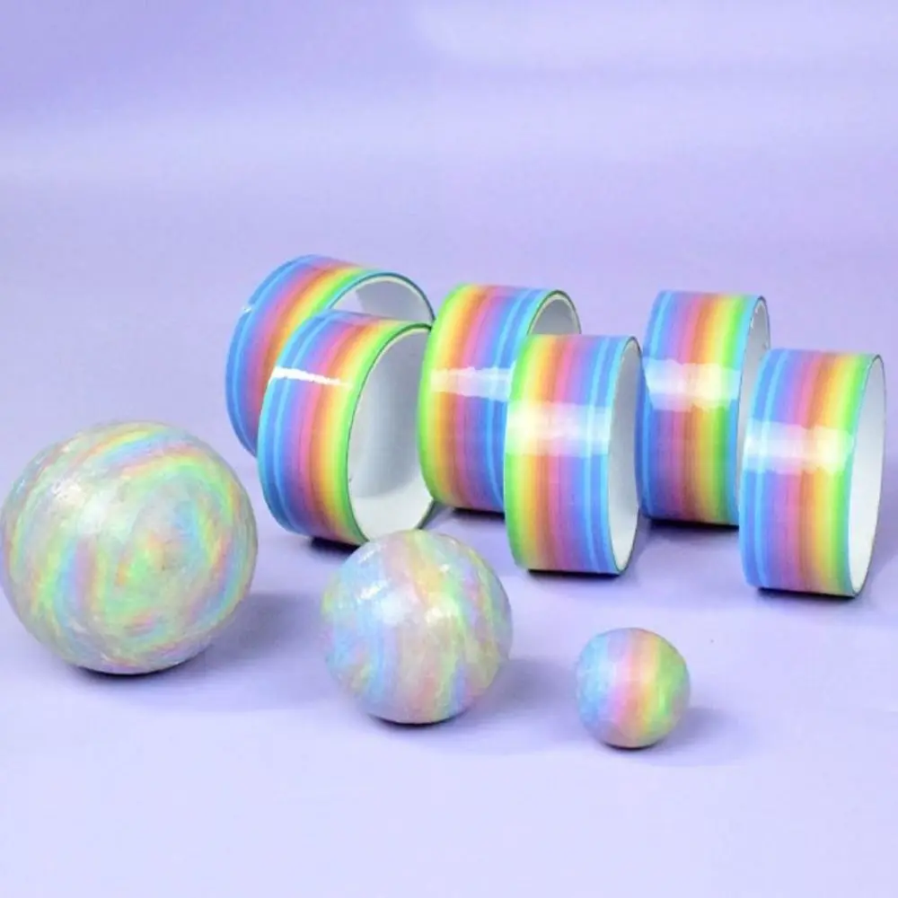 Brinquedo relaxante bola pegajosa fitas de rolamento diy iridescência rolos fitas adesivas coloridas artesanato bola fitas pegajosas crianças brinquedos