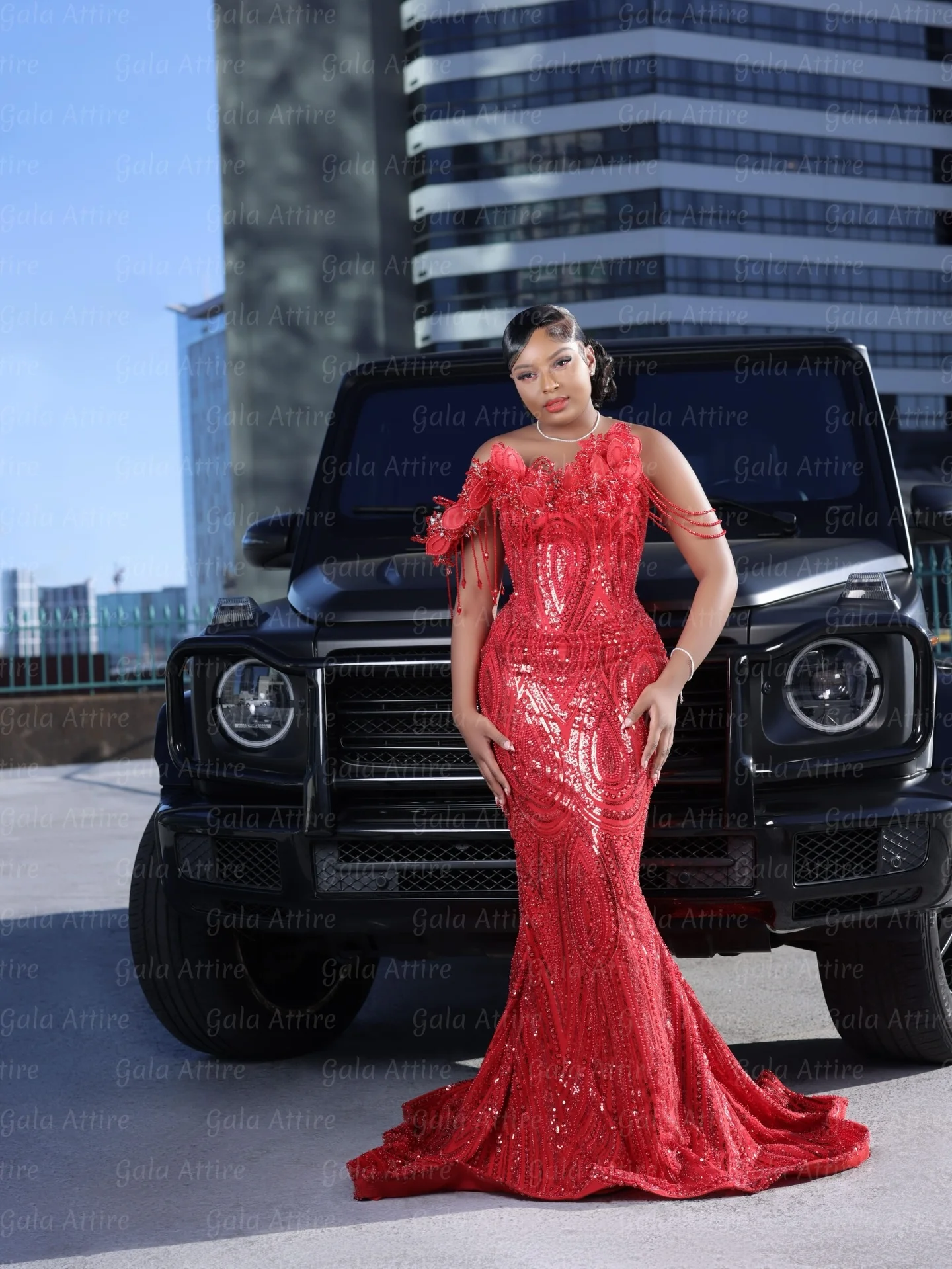 

Вечерние платья Gala Attire с красными кристаллами и бисером для темнокожих девушек 2026: роскошные африканские платья-русалки для вечеринок, индивидуальный пошив, на заказ
