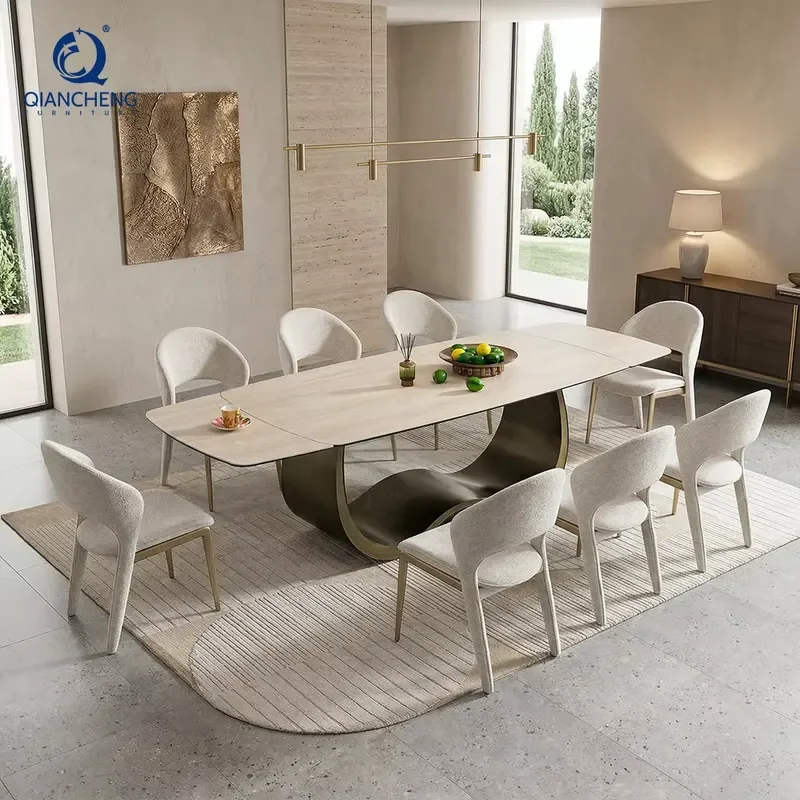 Extendable Elegant Modern Transformer Dining Table Extendable for Home Apartment Furniture Multi-functional Dining
