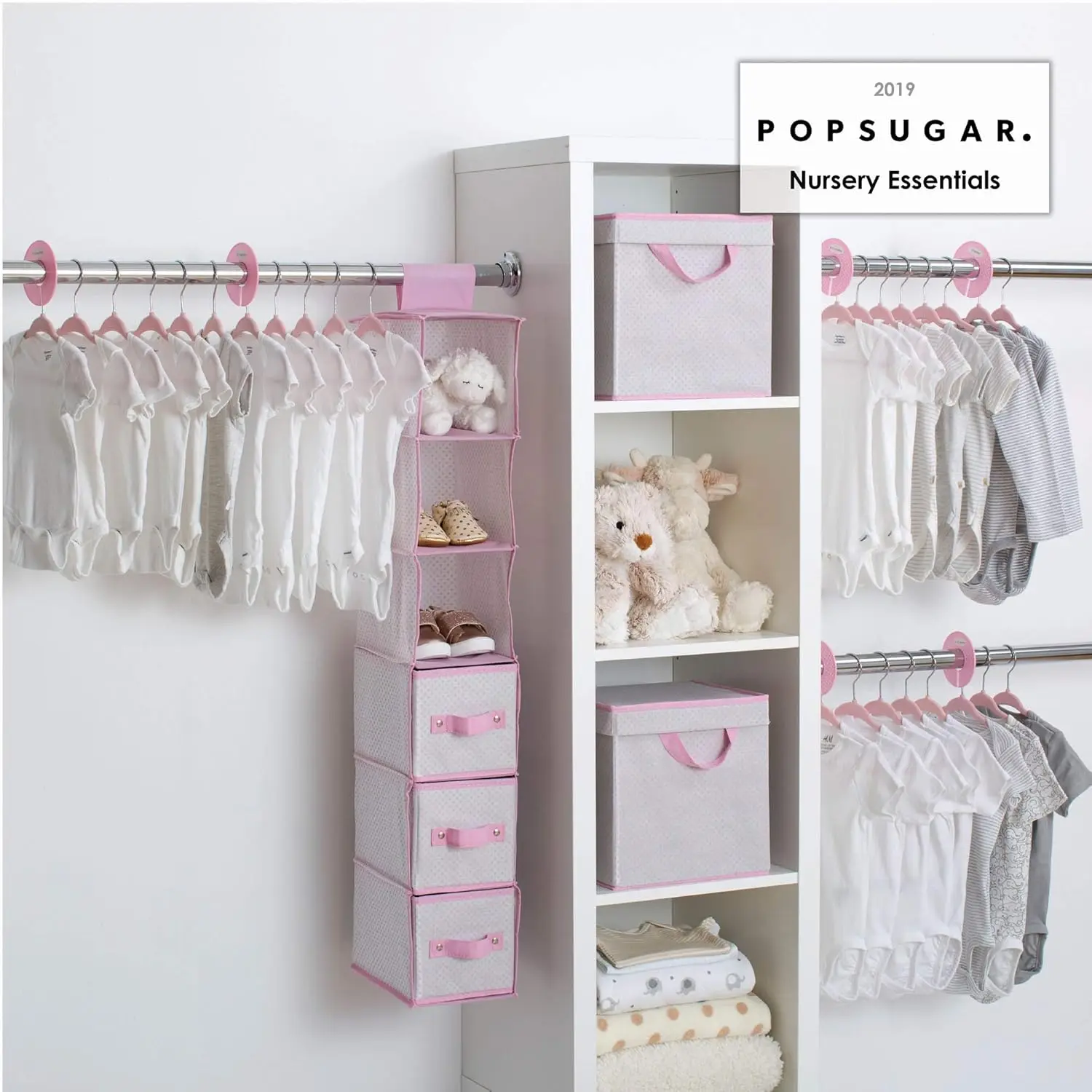 Nursery Storage 48 Piece Set - Easy Storage/Organization Solution - Keeps Bedroom, Nursery & Closet Clean, Infinity Pink