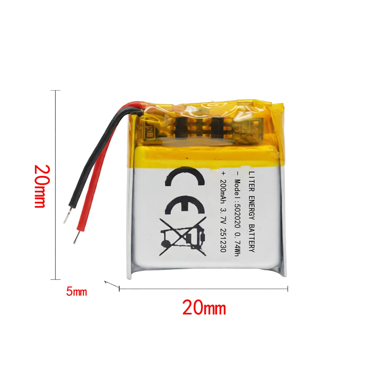 Liter energy battery 3.7V 200mAH 502020 PLIB polymer lithium ion / Li-ion battery for GPS mp3 mp4 mp5 dvd