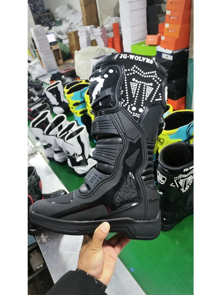 

Мужские внедорожные ботинки с девятью прядью Wolf, противоударные ботинки для езды на мотоцикле, рыцарское снаряжение, гоночная обувь с оберткой