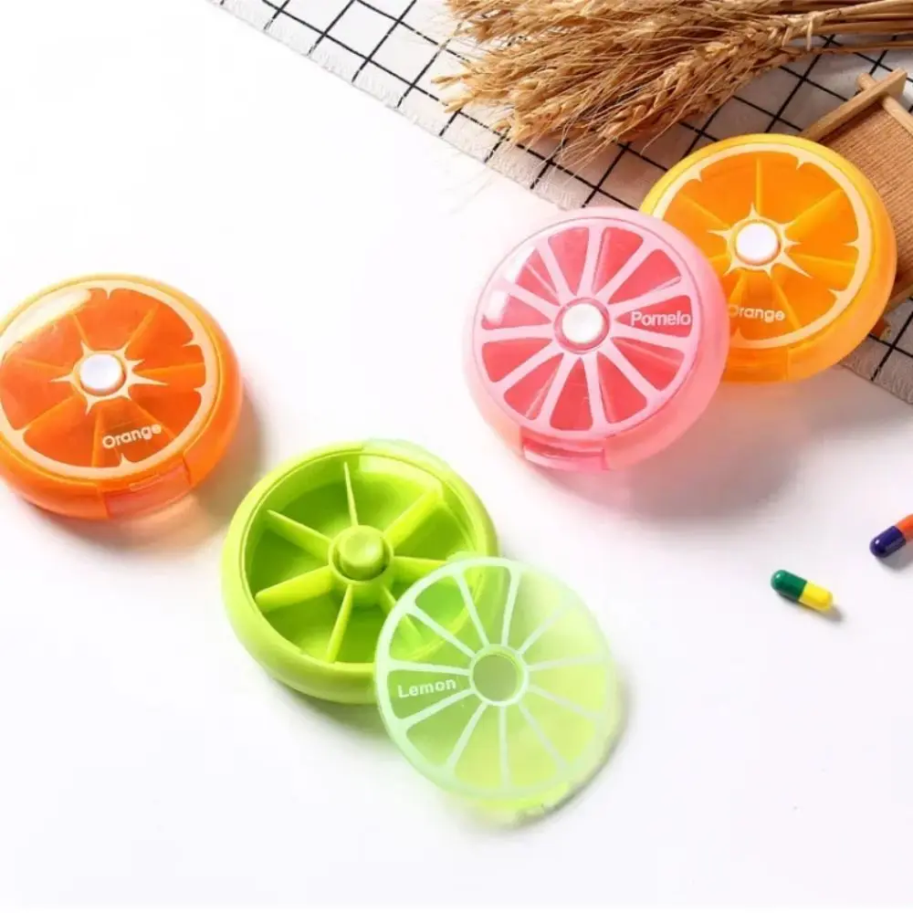 Mini Pill Box Weekly Medicine Pill Box Rotating PillBox Case Splitter Pill Organizer Portable Travel 7 Day Pills Container Case