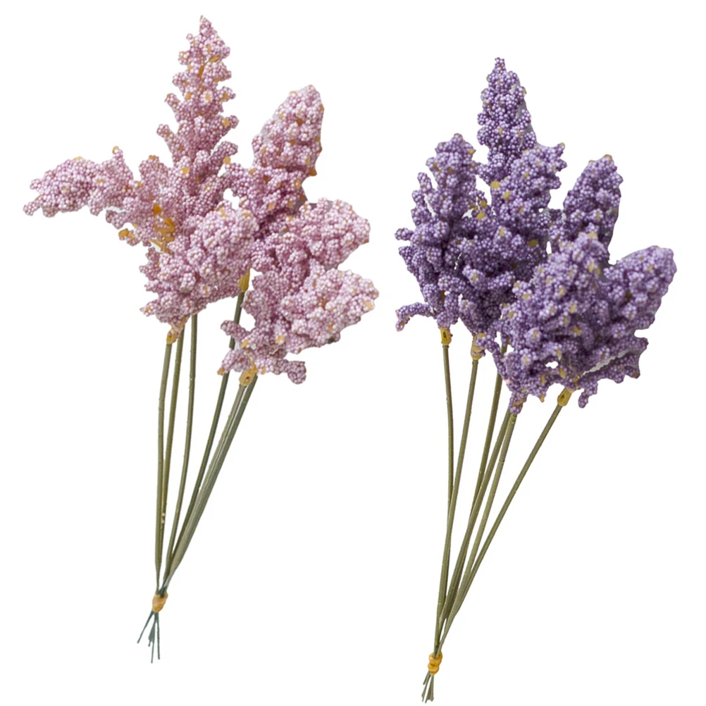 

2 Bunches Artificial Lavender Flowers Lifelike Faux Plants for Vase Home Decor Party Decorations Photography Props Reusable Safe