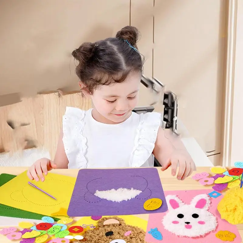 Kids Embroidery Kit Animal Punch Needle Kit Embroidery Punch 6 Set Educational Kids Embroidery Kit Beginner Art Crafts Kit Easy images - 6