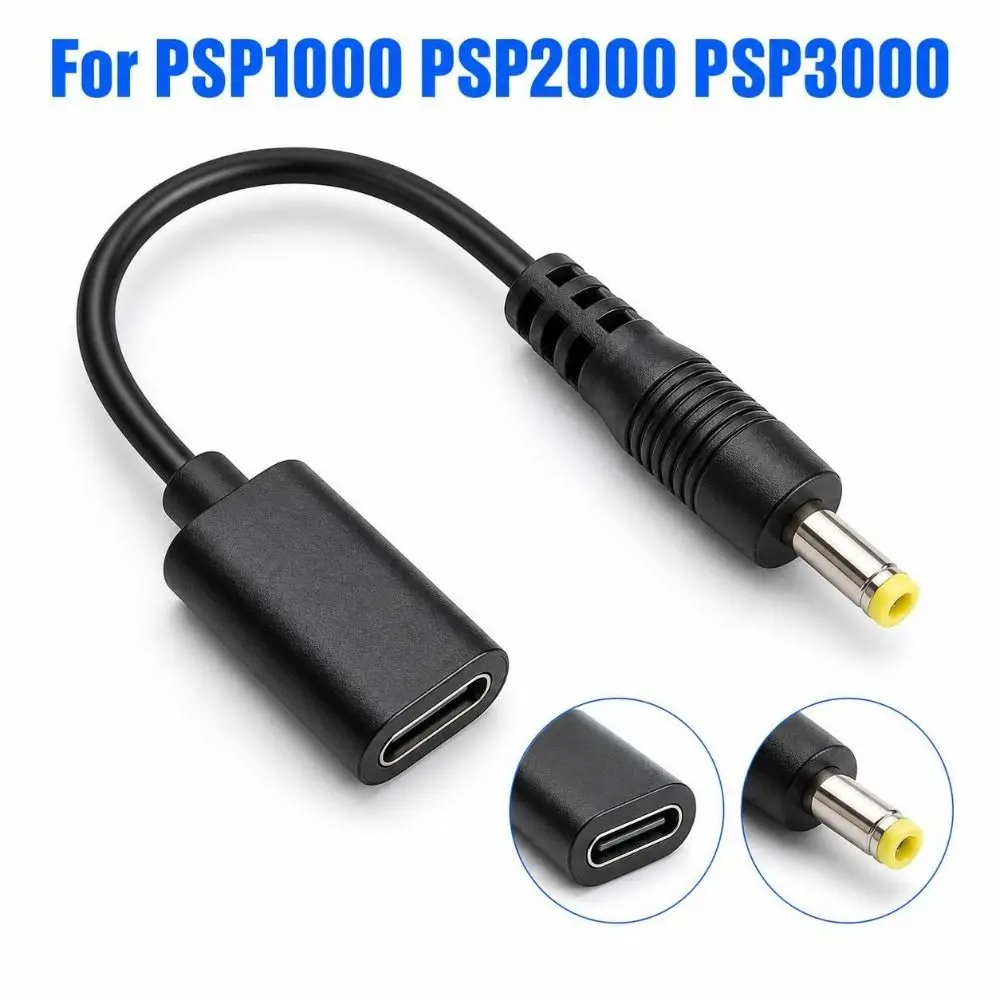 LED Indicator Power Cord Adapter Fast Charging Universal USB C Charging Cable DIY Type C Power Cord for PSP1000/2000/3000 Travel