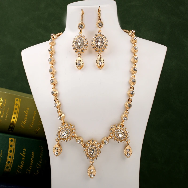 Middle East Trendy Forehead Jewelry for Women Water Drop Crystal Hair Chain Gold Plated Algerian Bridal Hair Accessory