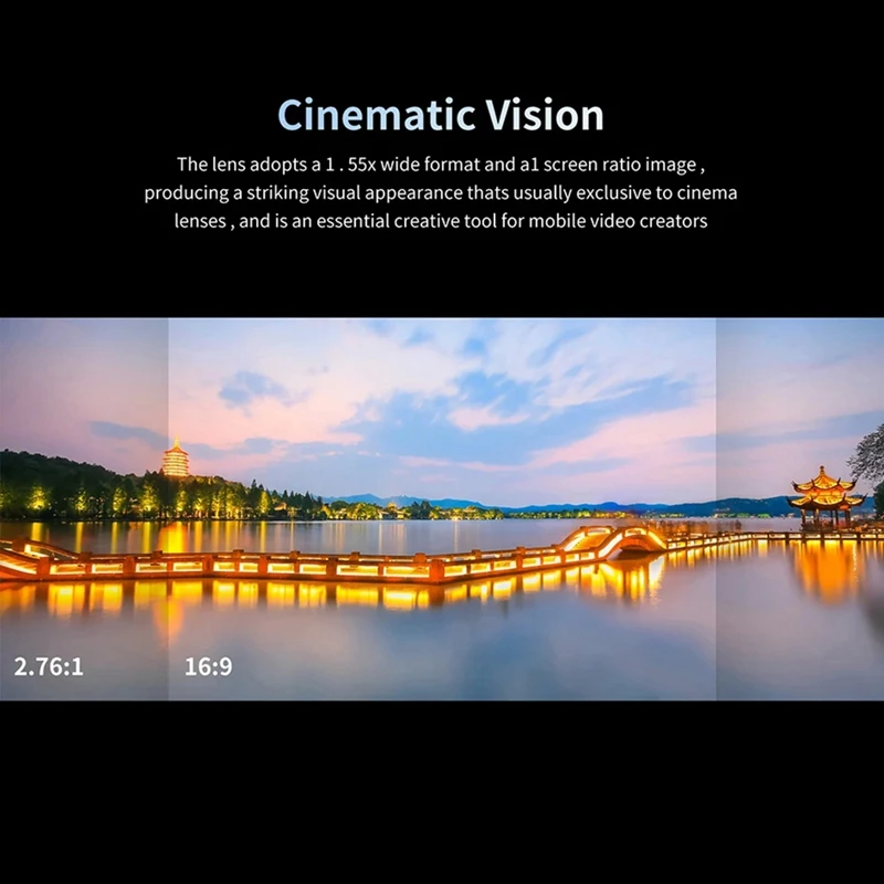 1 PCS Black 1.55X Mobile Phone Movie Lens Wide Screen Anamorphic Lens Blu-Ray Brushed Video Lens Universal