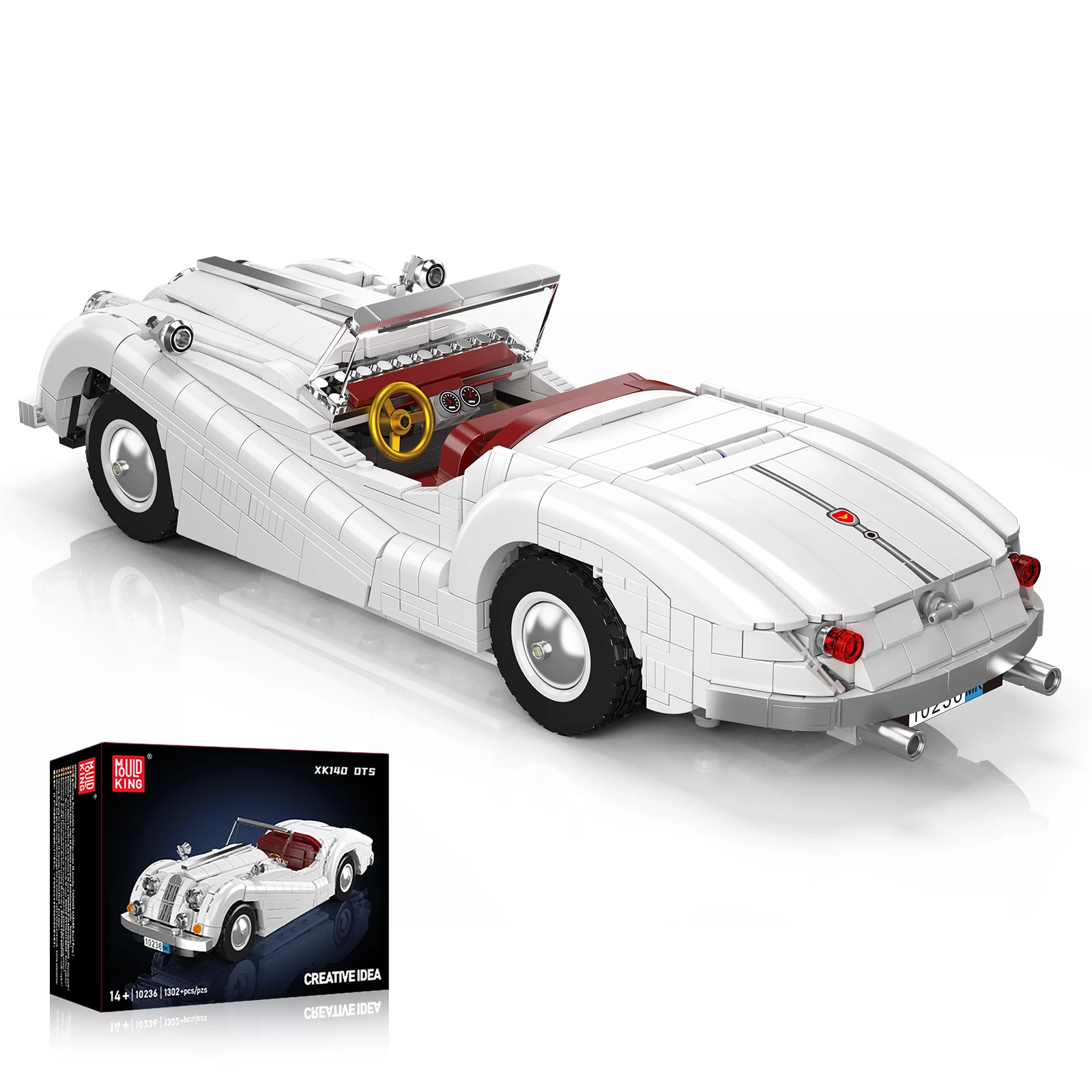 

Mould King 1302pcs Convertible Two-seater Sports Car Building Block Classic Retro Racing Car Model Kid Assembly Toy Holiday Gift