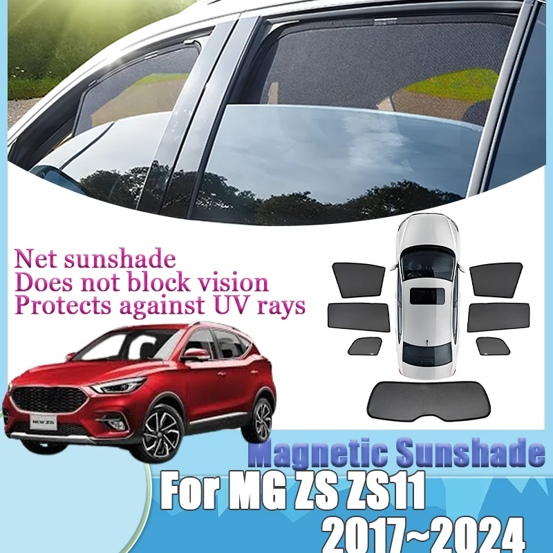Mesh Sunshades For MG ZS ZS11 2017-2024 EV Anti Sun Magnetic Visor Sun Protector Shades Curtain Privacy Shield Cover Accessories