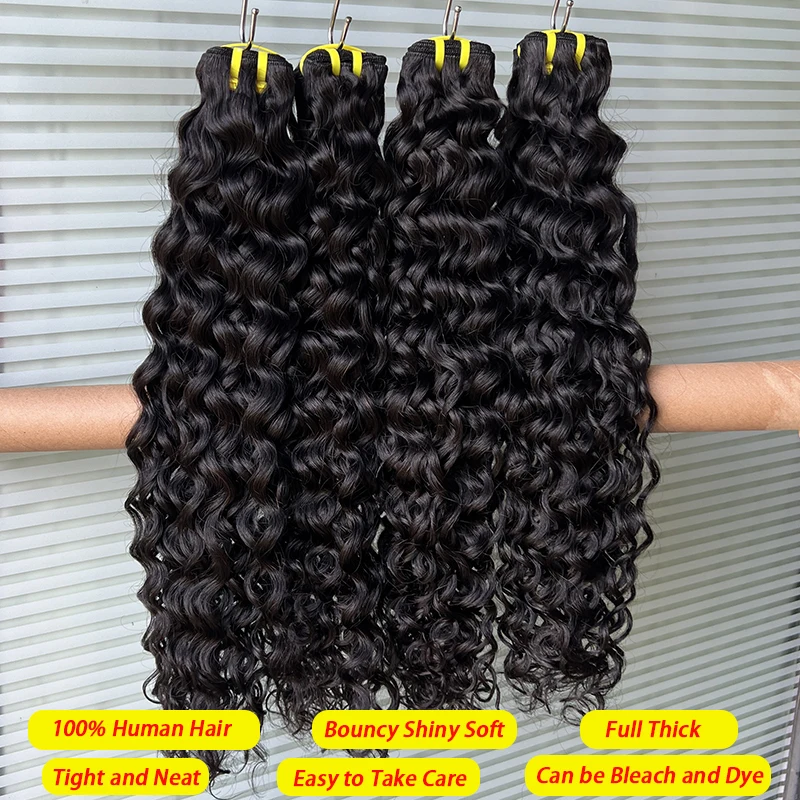 

Raw Unprocessed 100% Human Hair Bundles Water Wave Bundles Human Hair 1/3/4 Pcs Wet and Wavy Hair Extensions Burmese Curly Full