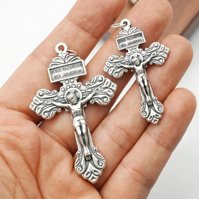 39/51mm Bittern Jesus Cross Pendant for Neclaces  Religious Jewelry Making Accessories Handmade  DIY Pendants Charm