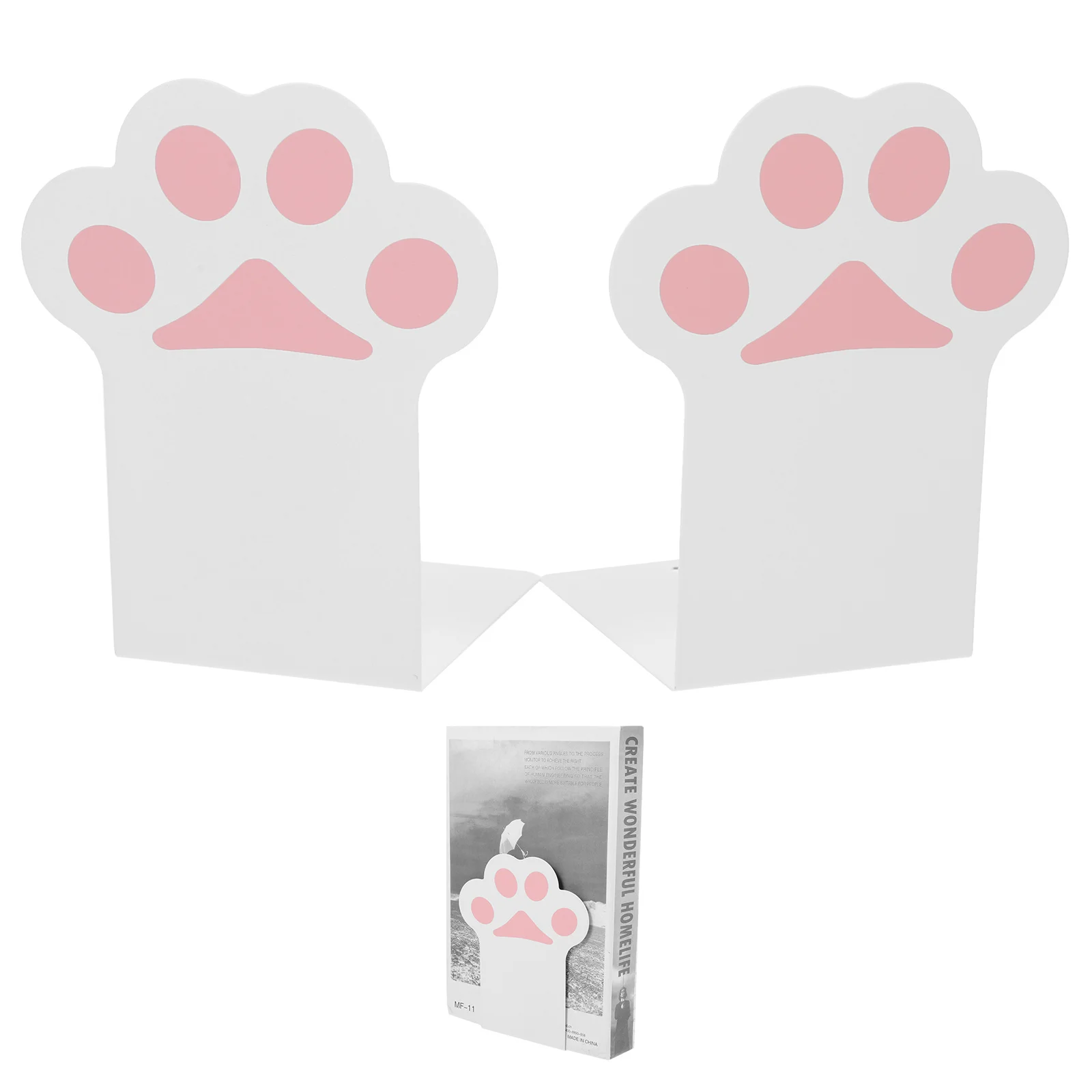 

2Pcs Bookends Metal Book Stands for Desktop Study Decorative Book Organizers Reading Holders Storage Shelf Display