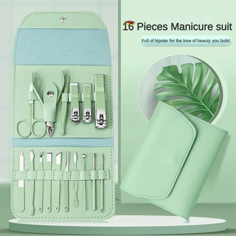 

Nail Clipper Set in Stock, Complete With 5 Colors, 16 Sets of Manicure Tools, Stainless Steel Nail Clippers