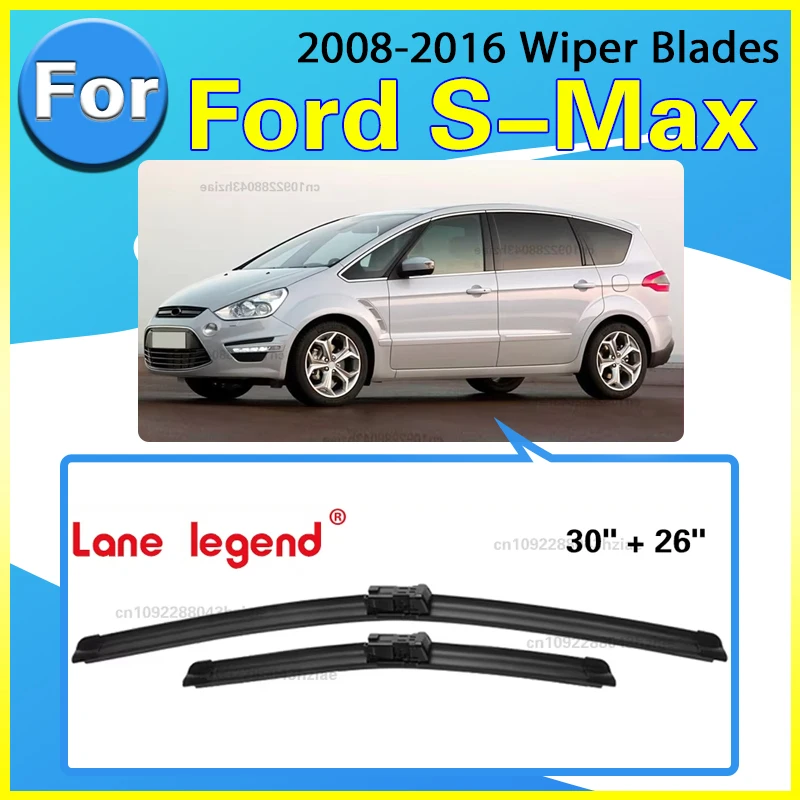 Scheibenwischer LHD vorne und hinten Wischerblätter Set für Ford S-Max Smax 2009–2015 Windschutzscheibe Windschutzscheibe Fensterbürsten 30 Zoll + 26 Zoll