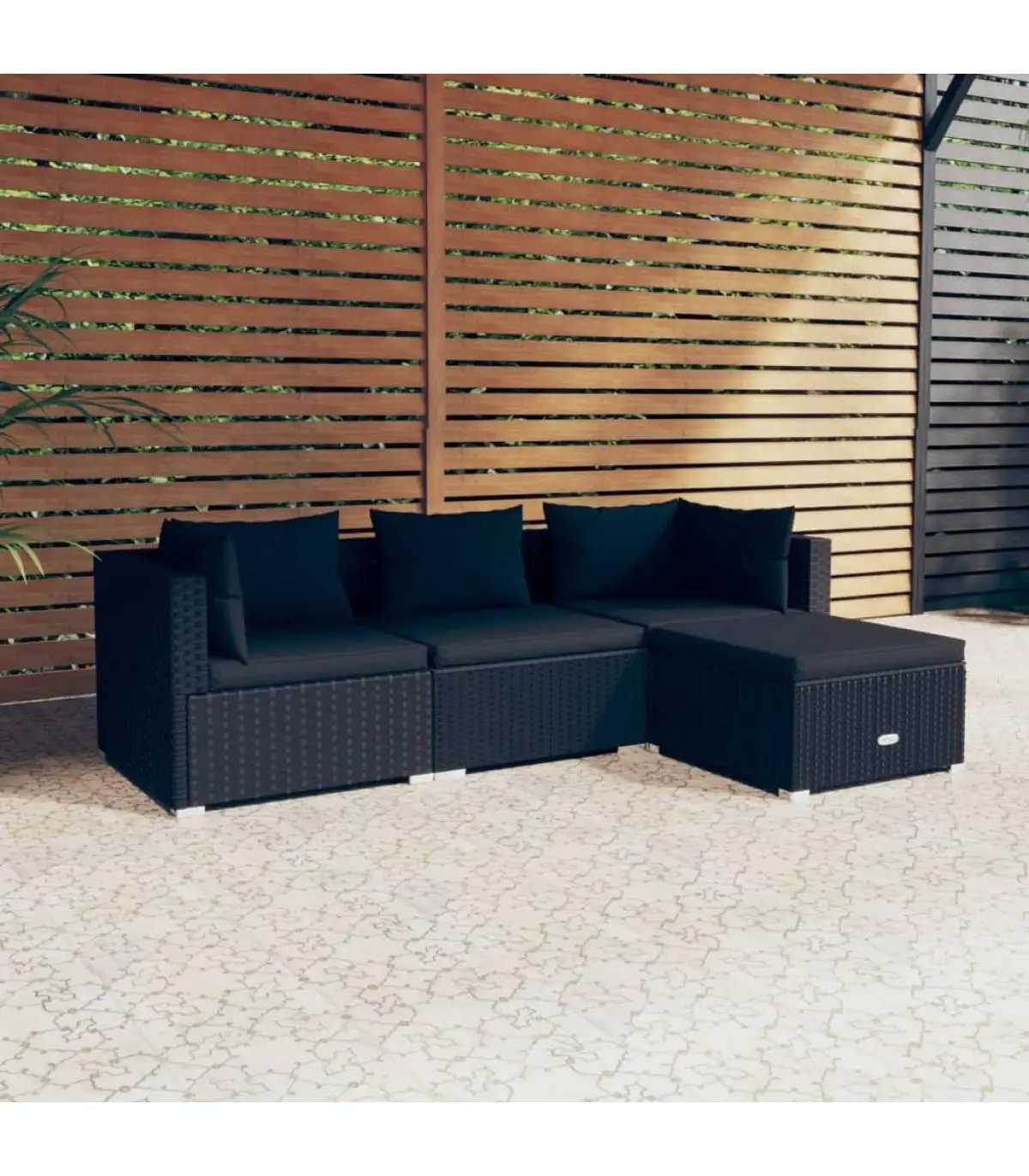 Garden sets garden furniture Set 4 PCs and black synthetic rattan cushions