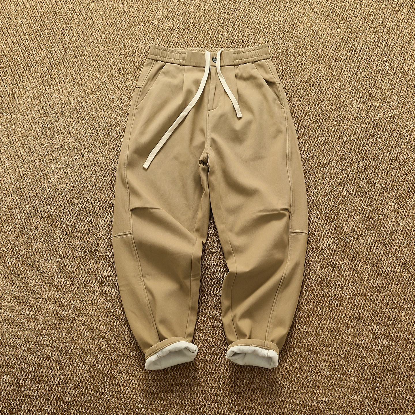 

Winter Thiened Fce Lined Loose Casual Trousers Men's High Street Trendy 3D Fitting Harlan Heavy Du Workwear Pants