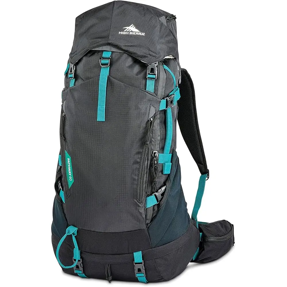 

Pathway 2.0 Backpa With Hydration Storage Sleeve, For Hiking, Biking, Camping, Traveling, Black, 60L