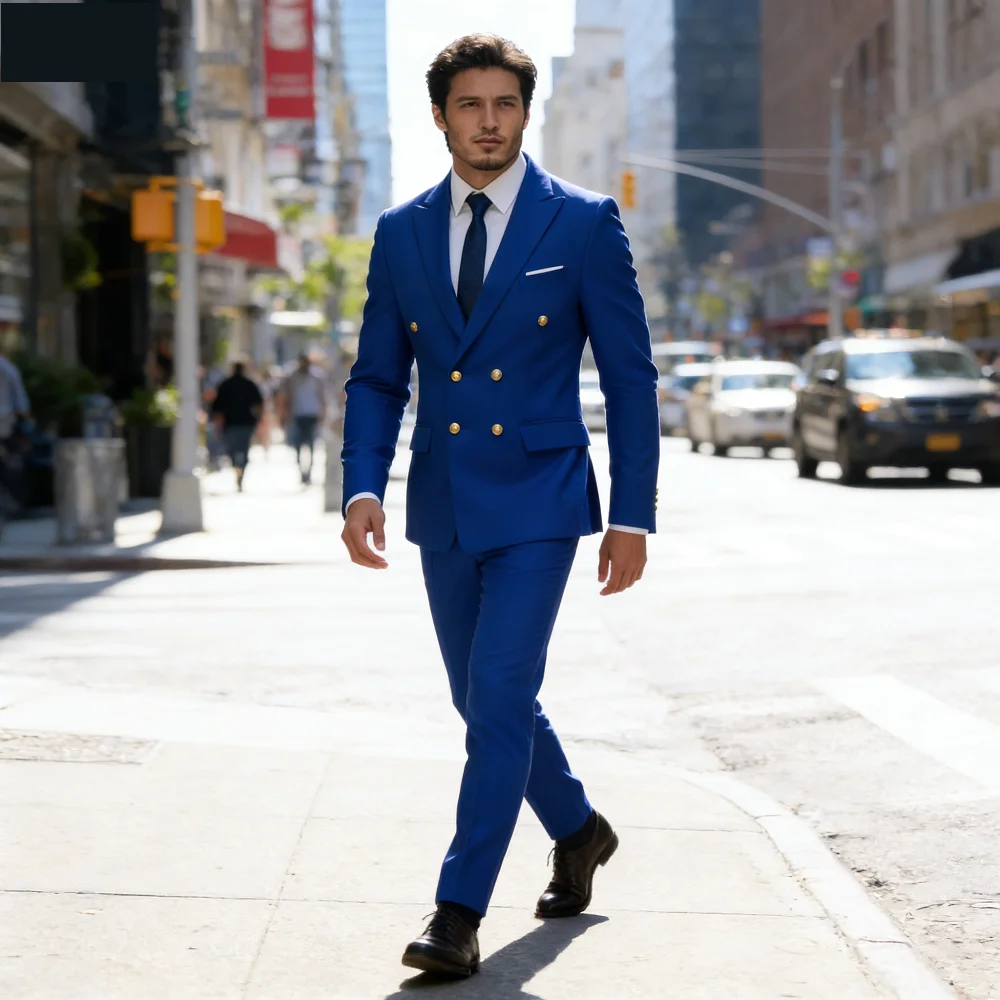 

Moda 2-Piece Men's Wedding Tuxedo Jacket Double Breasted Groomsmen Smoking Business Slim Fit Casual Clothes for Men