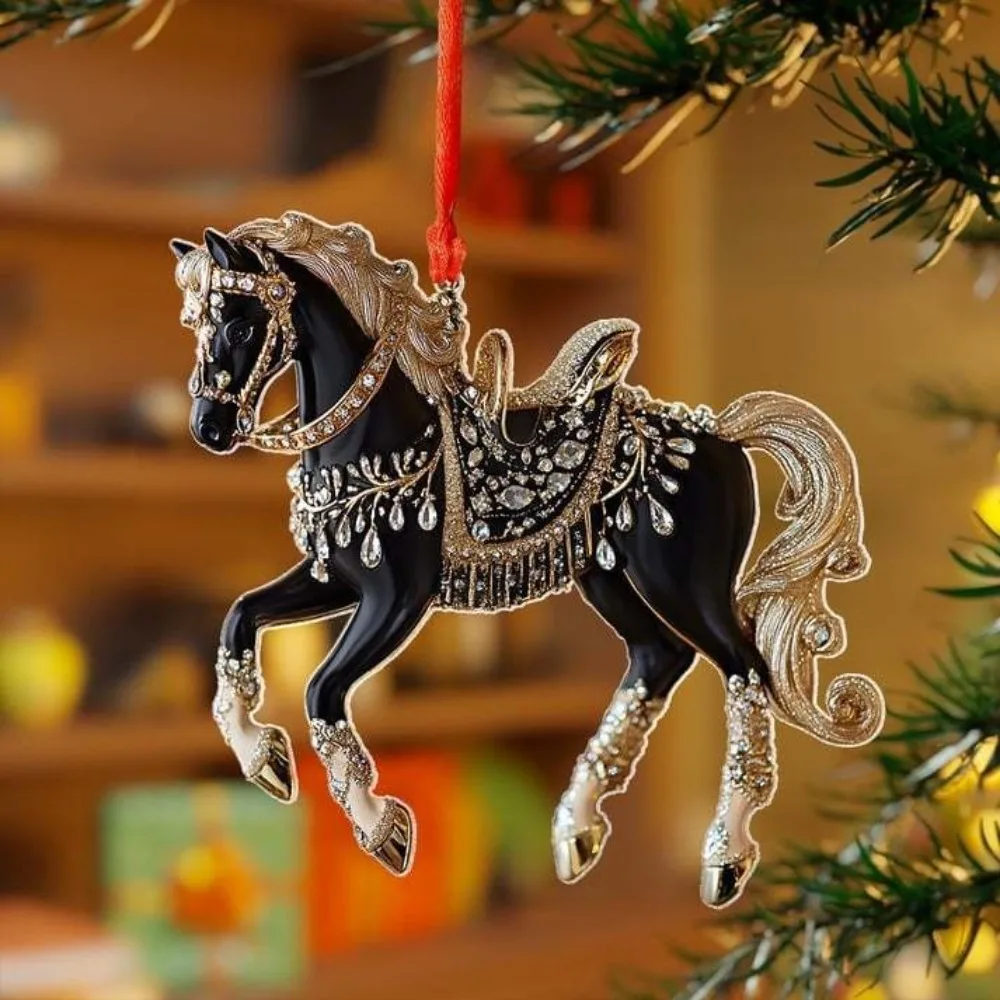 

Golden Acrylic Horse Keychain Pendant Decoration Backpack Gift Ornament Festive Aesthetic 2D Car Hanging Ornament Keychain