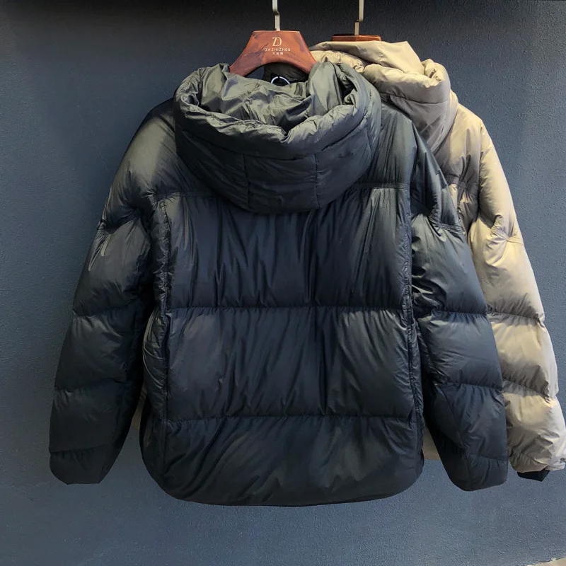 

New winter high-end men's down jacket with hood, versatile, warm, thick pocket, fashionable and casual jacket