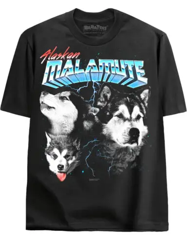 Alaskan Malamute Retro 80s Bootleg Tee 90s Rock Heavy Metal Tshirt for Dog Owner