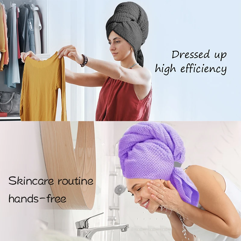 Microfiber Hair Towel Extra Large Wrap Quick Dry Hair Towel Wrap With Elastic Band , Ultra Absorbent Soft Hair Towel Wrap Turban view 5
