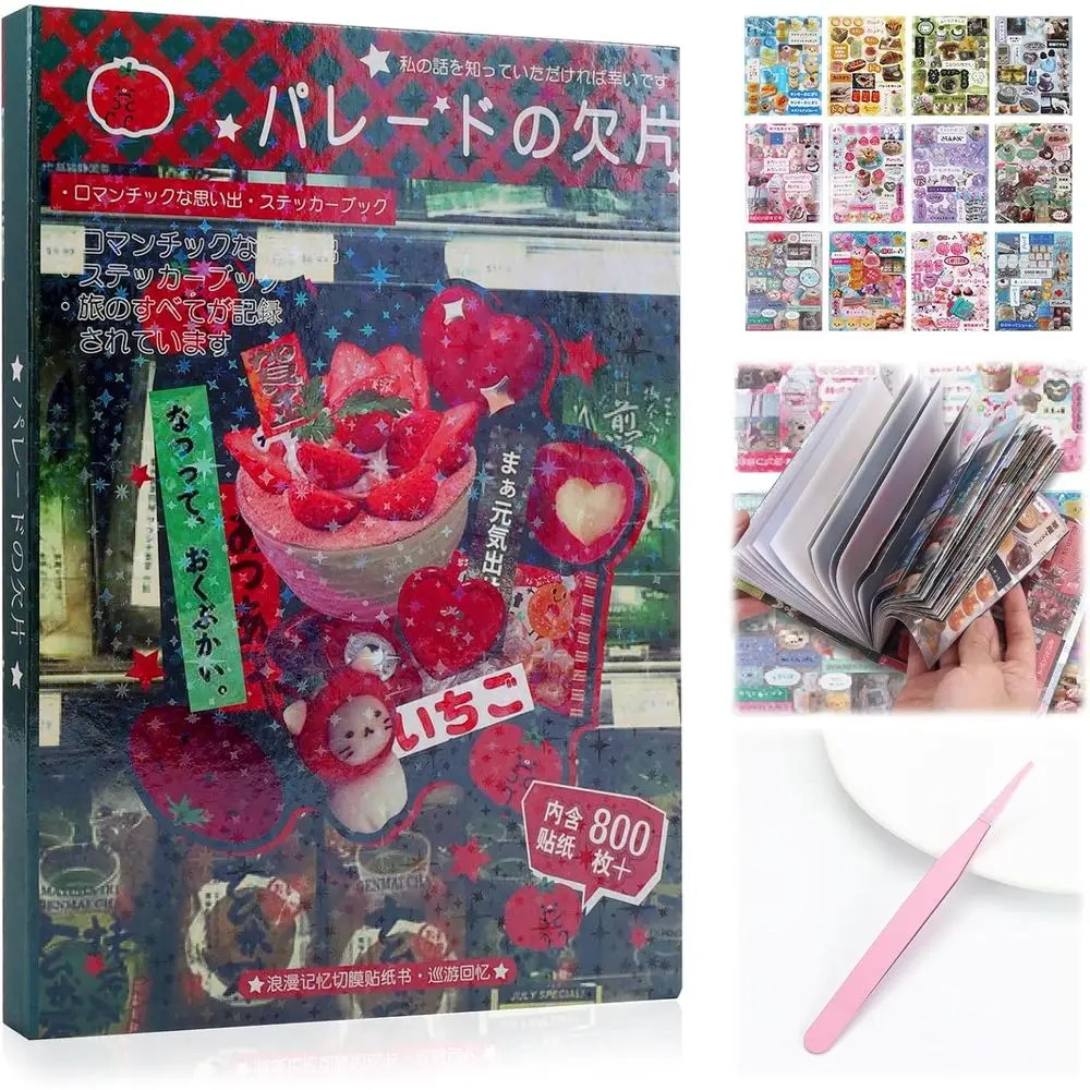 

Japanese Sticker Book: 800+ Retro Manga Style Stickers for Scrapbooking & Memory Journaling
