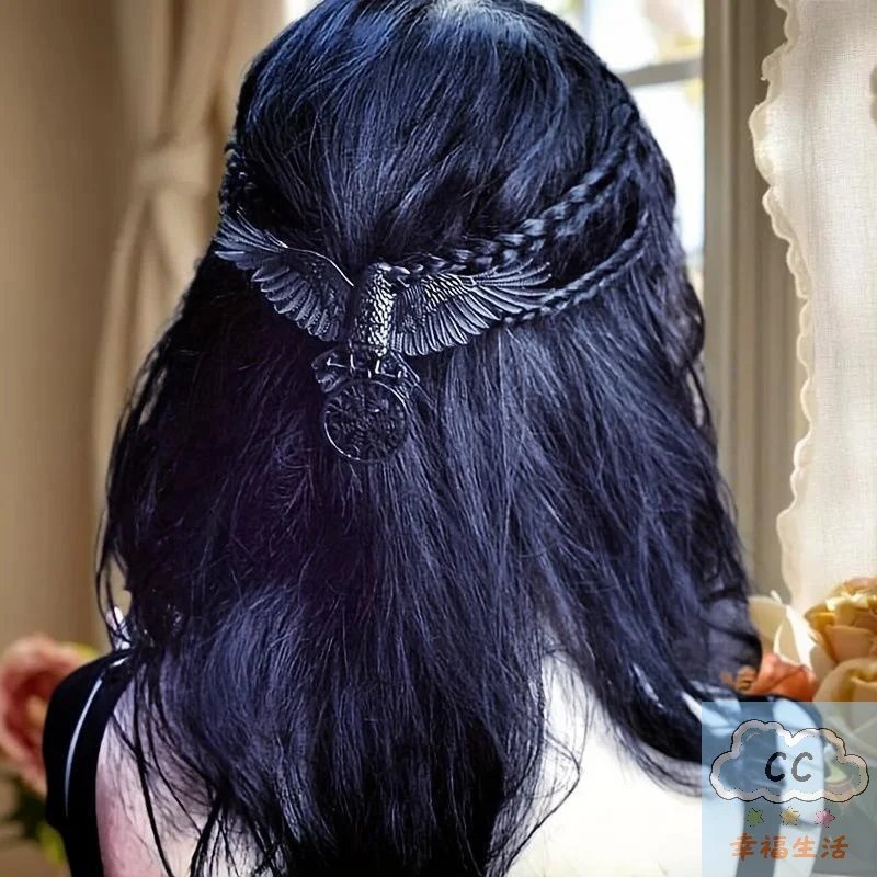 Gothic Witch Hairpin, 1-2 Pcs Halloween Vintage Crow Hair Clip, Women's Halloween Party Jewelry Accessory