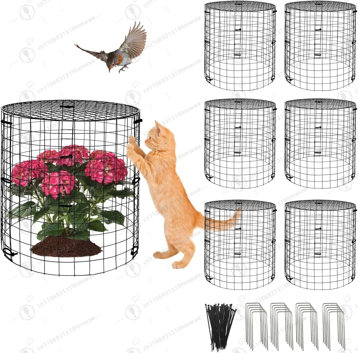 

6 Pack Plant Protectors with Cover 18PCS Metal Wire Mesh Cage Protection for Rabbits,Chicken for Vegetables,Seedlings and Flower