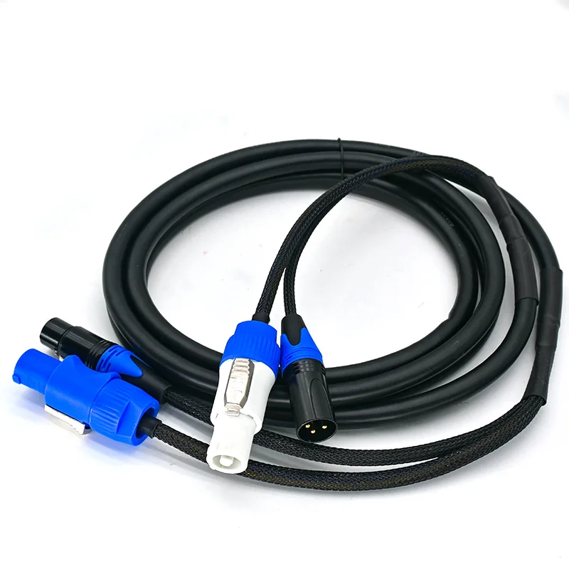 Powercon DMX كومبو كابل توصيل 1.5 متر 1 متر 2 متر 3 متر 5 متر 3 دبوس XLR & Power con كابل كومبي متوافق لتحريك الإضاءة الرأسية