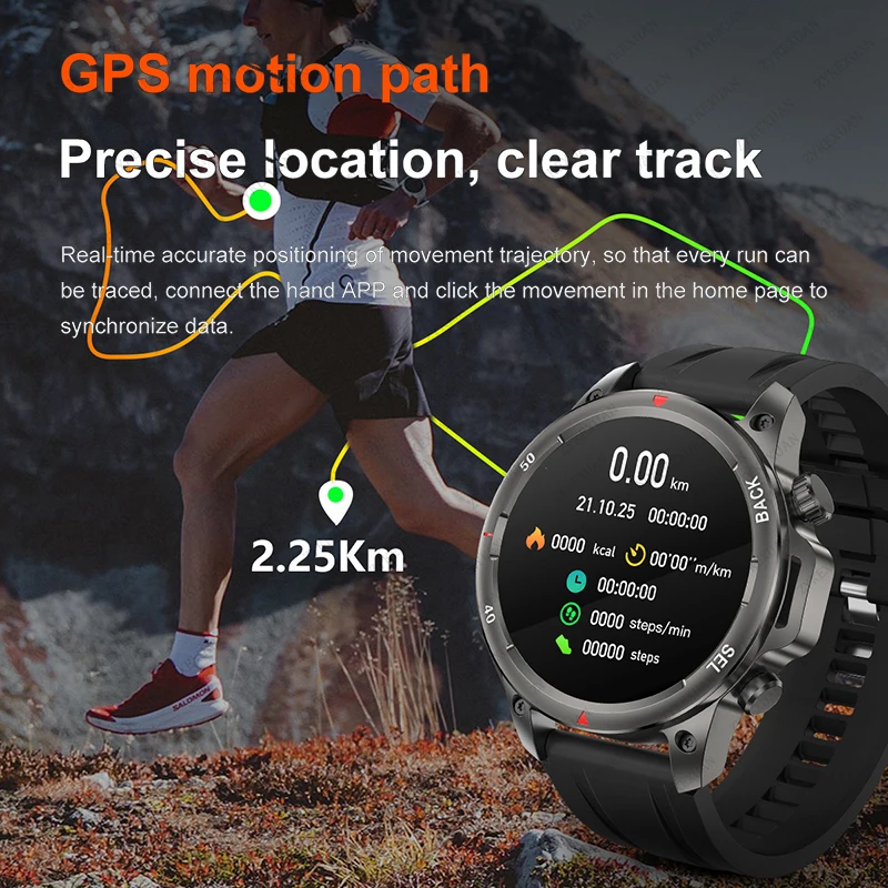 Imagem -03 - Waterproof Sports Smartver para Homens Gps Robusto Relógio Militar Bússola Nfc Lanterna Relógios bt Call 1.53 in 400mah Novo