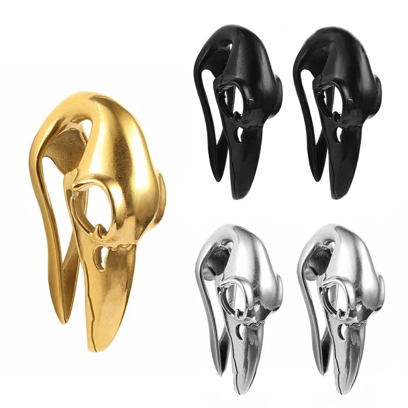 

Stainless Steel Bird Head Ear Expansion Halloween Gothic Puncture Earrings Earrings and Personalized Hip Hop Ear Amplifiers
