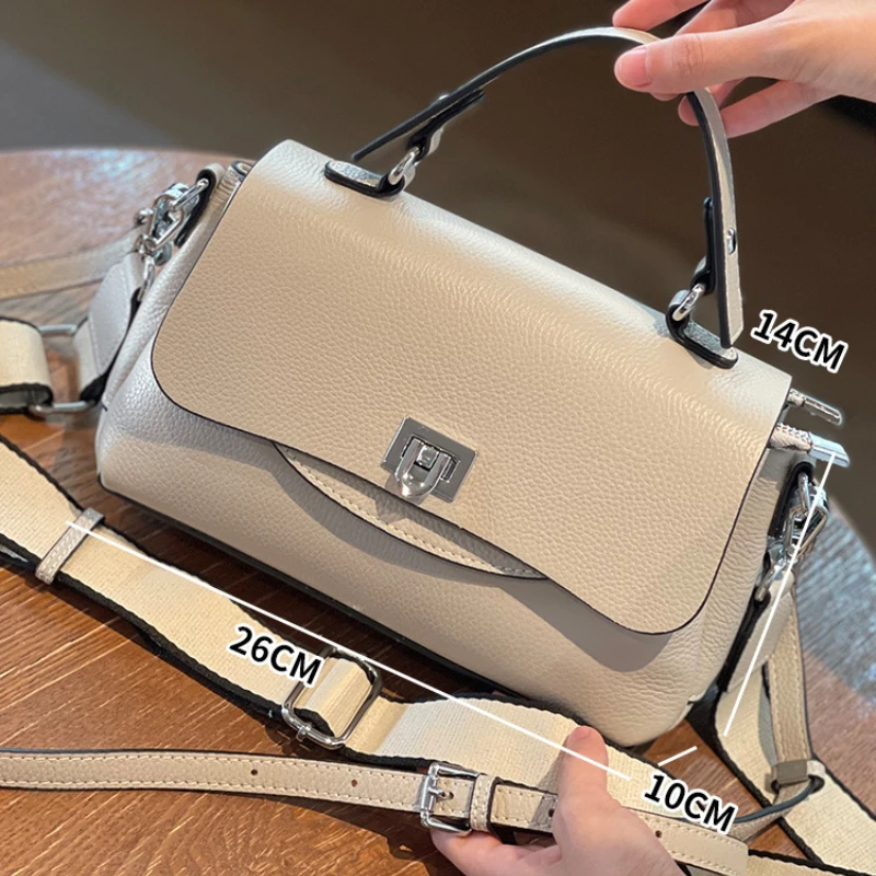 100% Genuine Leather Women Bags Lady Luxury New Satchel Square Shoulder Bag Solid High Qaulity Handbag Girls Fashion Casual Tote