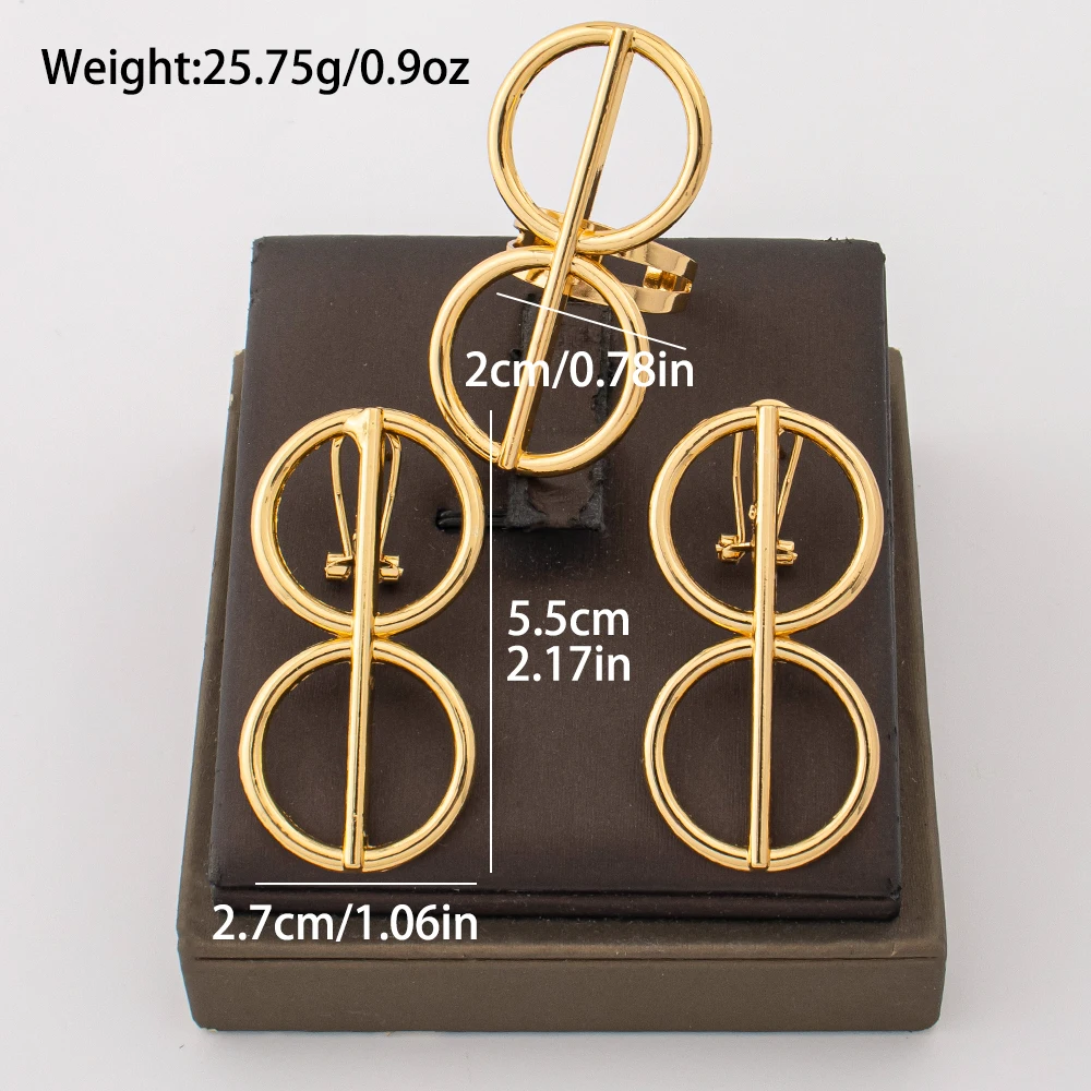 2 Stück geometrische Ohrringe mit doppeltem Kreis, Schmuckset, minimalistische Ohrringe, Damen, für den Alltag, die Arbeit, Freizeit und Partys. – Detail 3