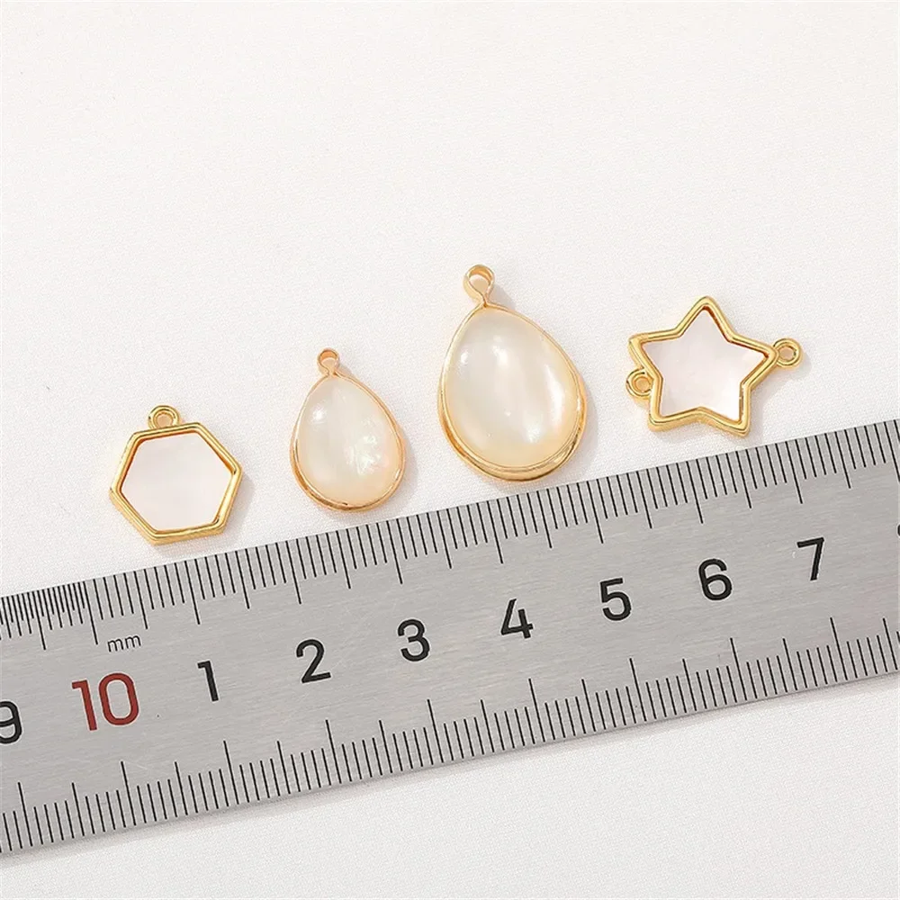 

18K Copper Edge Irregular Magic Shell Geometric Pendant Diy Handmade Bracelet Necklace Clavicle Chain Accessories L411