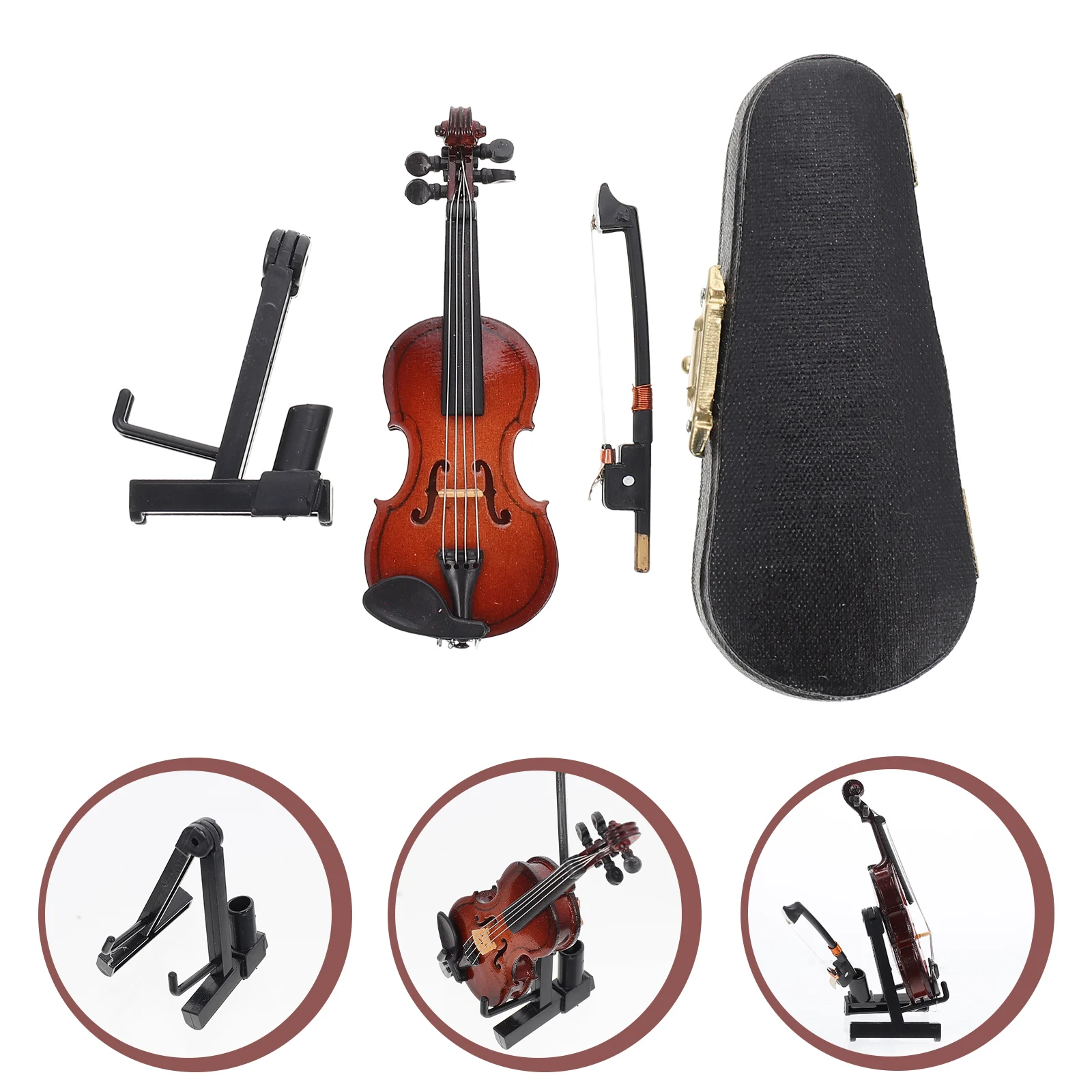 

1Set Realistic Mini Violin Decor High Quality Wood Material Romantic Elegant Vibe Home Office Desk Decoration Tiny Violin